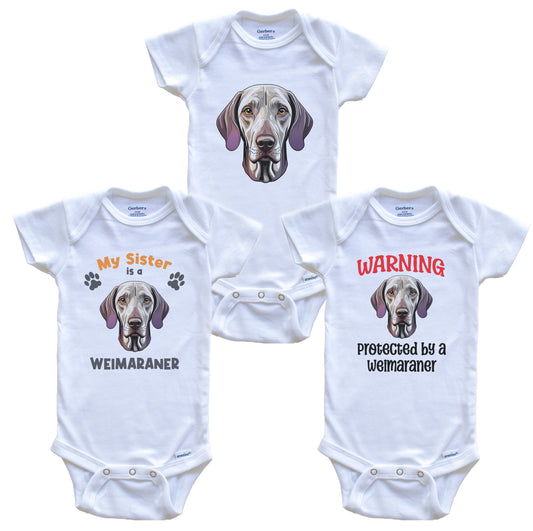 Sister is a Weimaraner Funny Dog Breed Baby Bodysuit Bundle (3 Piece Set)