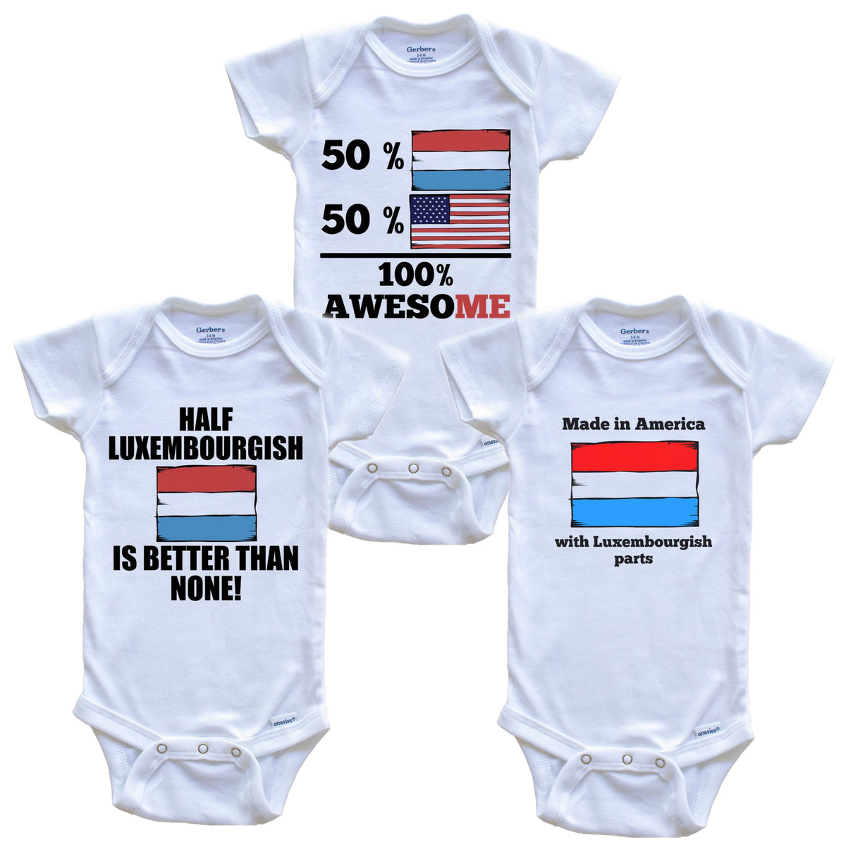 Luxembourgish American Baby Bodysuit Bundle (3 Piece Set)