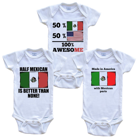 Mexican American Baby Bodysuit Bundle (3 Piece Set)