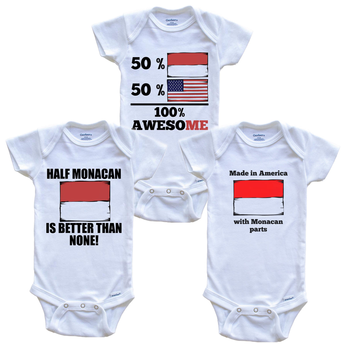 Monacan American Baby Bodysuit Bundle (3 Piece Set)