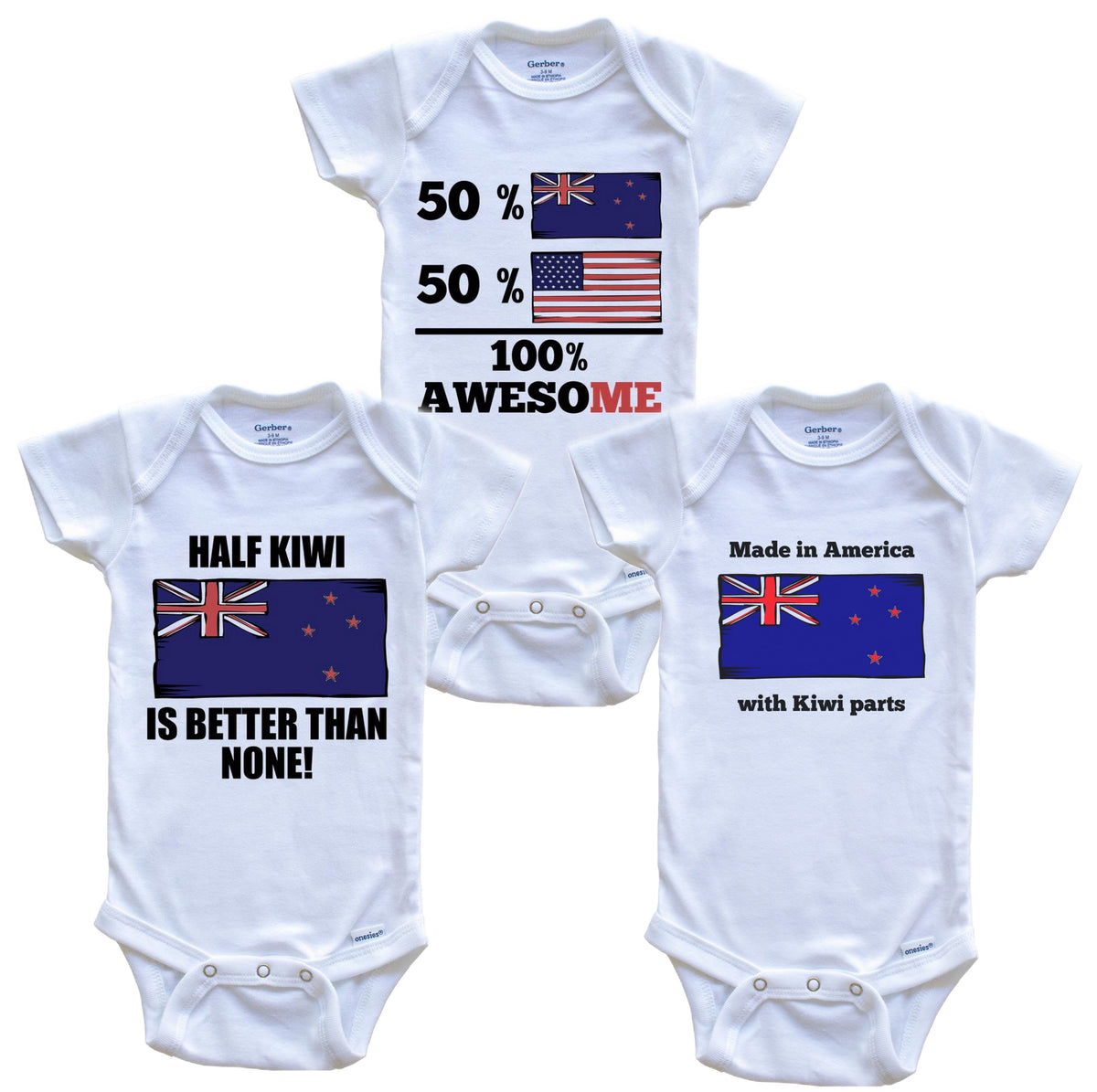 Kiwi American Baby Bodysuit Bundle (3 Piece Set)