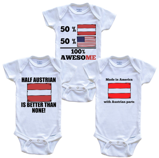 Austrian American Baby Bodysuit Bundle (3 Piece Set)