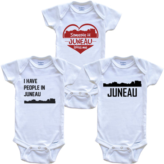 Juneau Alaska Skyline Baby Bodysuit Bundle (3 Piece Set)