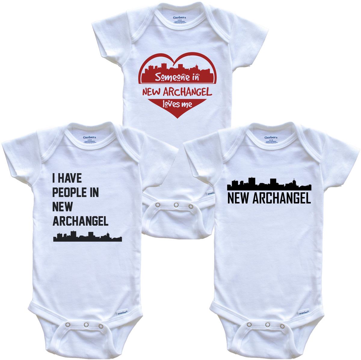 New Archangel Alaska Skyline Baby Bodysuit Bundle (3 Piece Set)