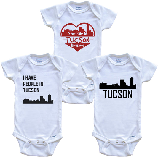Tucson Arizona Skyline Baby Bodysuit Bundle (3 Piece Set)
