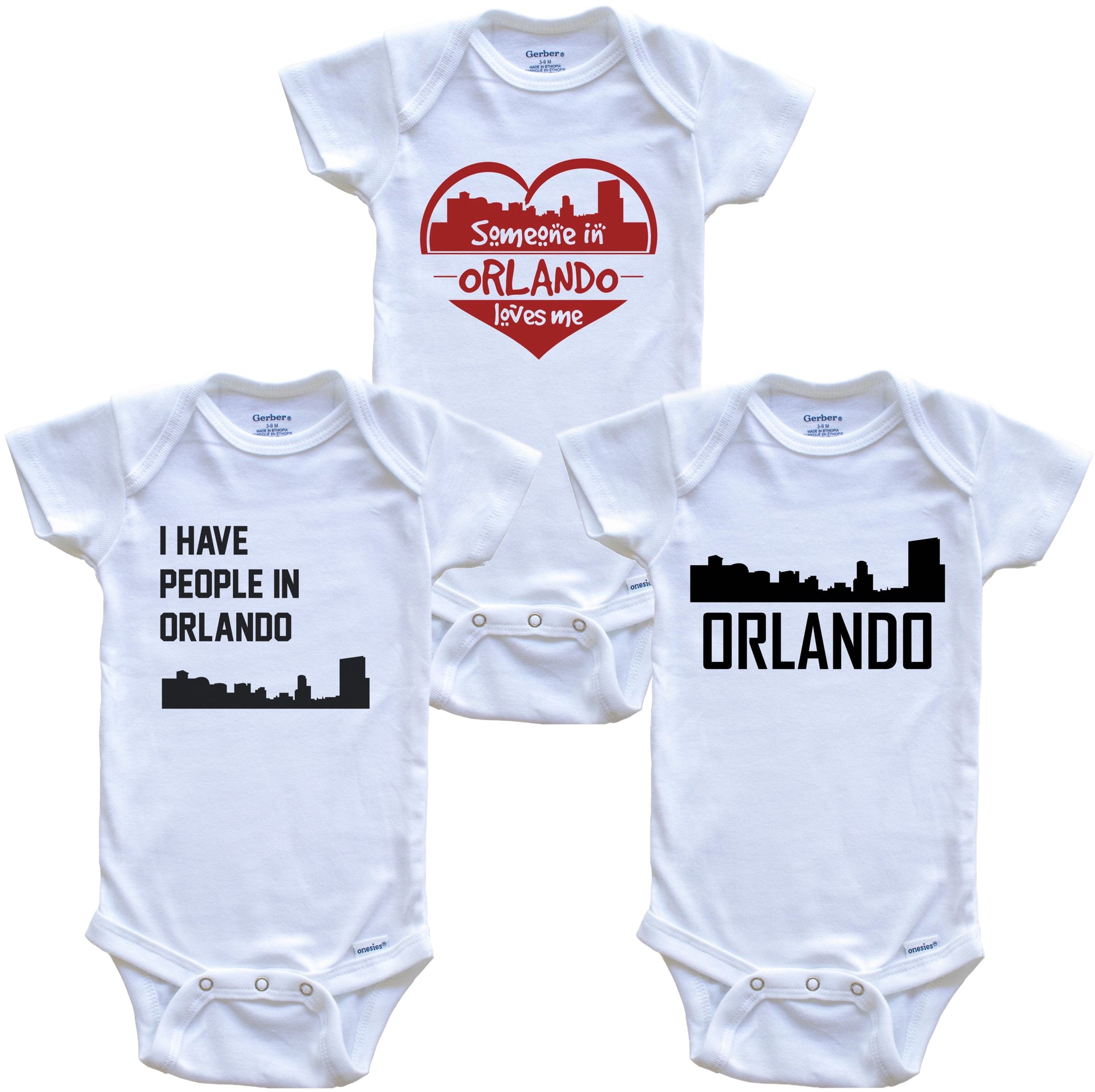 Orlando Florida Skyline Baby Bodysuit Bundle (3 Piece Set)