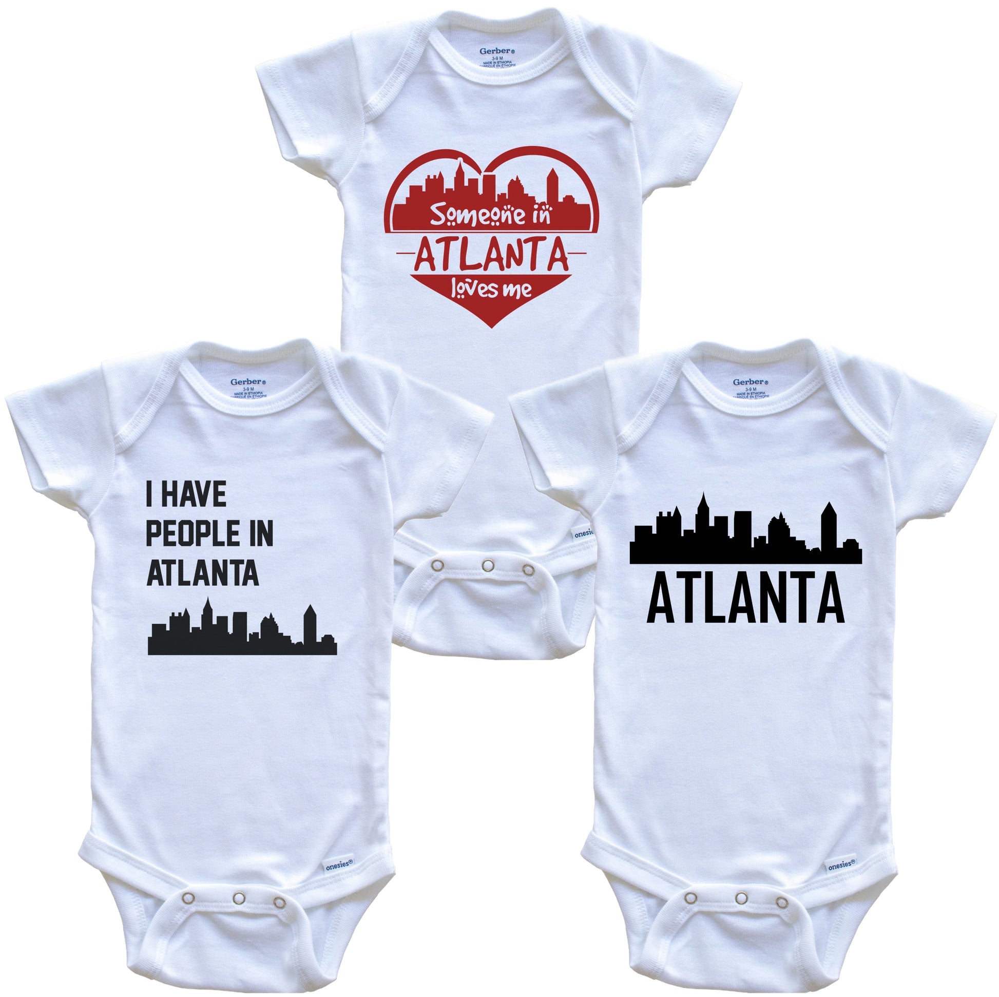 Atlanta Georgia Skyline Baby Bodysuit Bundle (3 Piece Set)