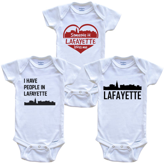 Lafayette Indiana Skyline Baby Bodysuit Bundle (3 Piece Set)