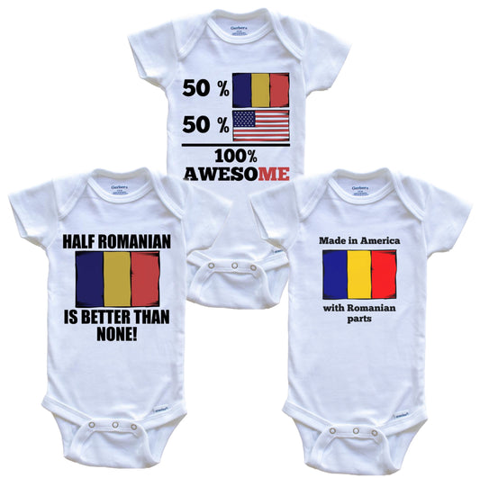 Romanian American Baby Bodysuit Bundle (3 Piece Set)