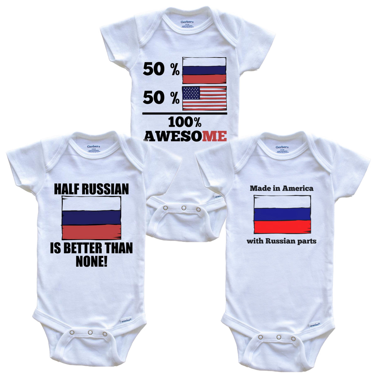 Russian American Baby Bodysuit Bundle (3 Piece Set)