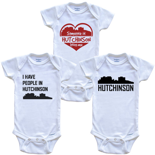 Hutchinson Kansas Skyline Baby Bodysuit Bundle (3 Piece Set)