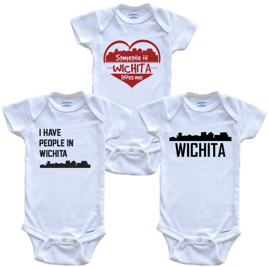 Wichita Kansas Skyline Baby Bodysuit Bundle (3 Piece Set)
