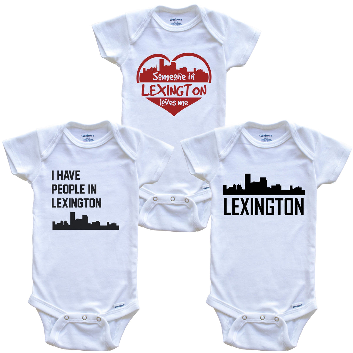 Lexington Kentucky Skyline Baby Bodysuit Bundle (3 Piece Set)