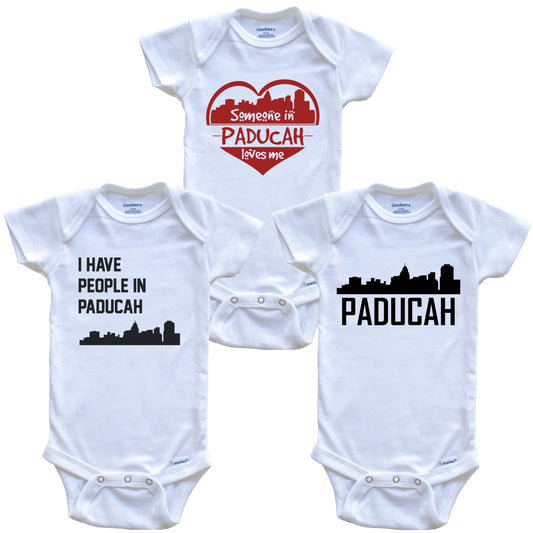 Paducah Kentucky Skyline Baby Bodysuit Bundle (3 Piece Set)