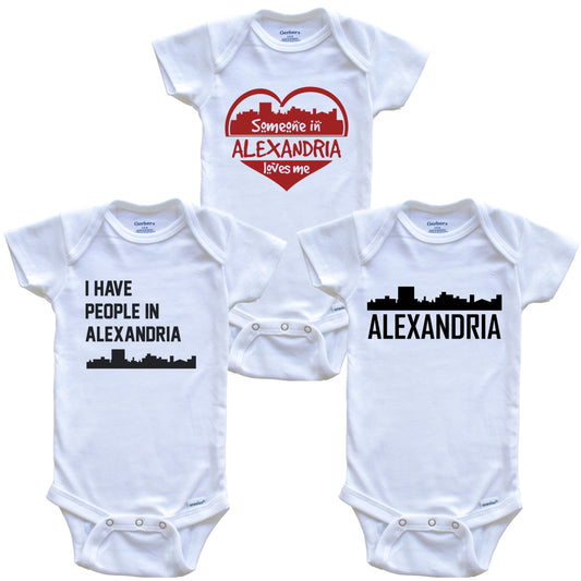Alexandria Louisiana Skyline Baby Bodysuit Bundle (3 Piece Set)