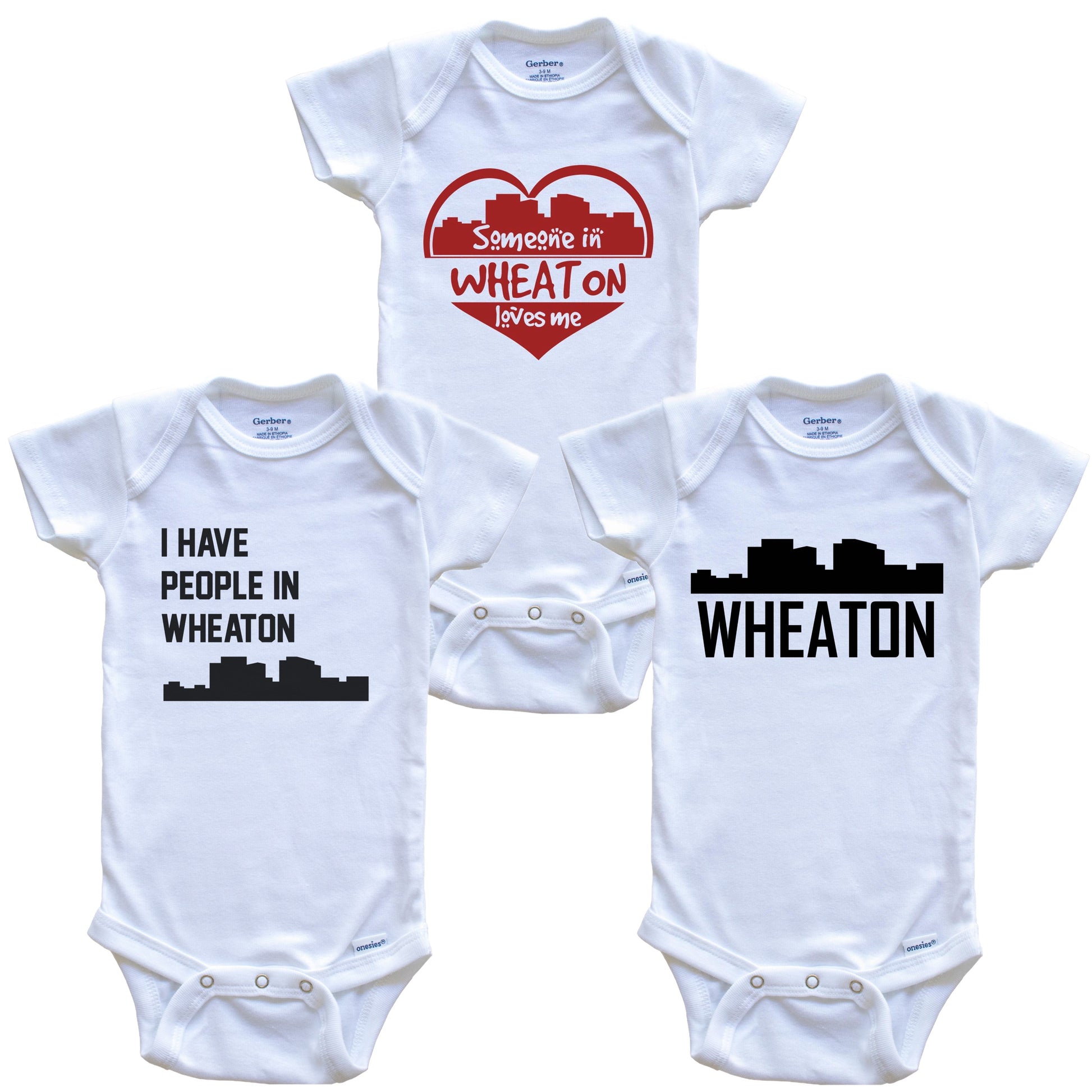 Wheaton Maryland Skyline Baby Bodysuit Bundle (3 Piece Set)