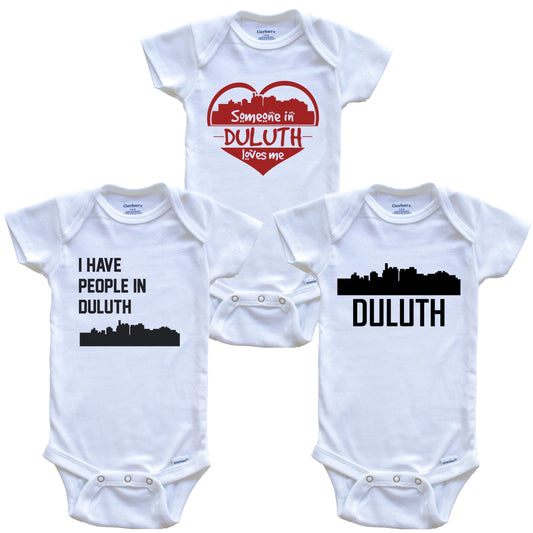Duluth Minnesota Skyline Baby Bodysuit Bundle (3 Piece Set)