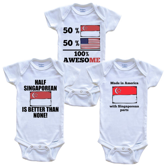 Singaporean American Baby Bodysuit Bundle (3 Piece Set)