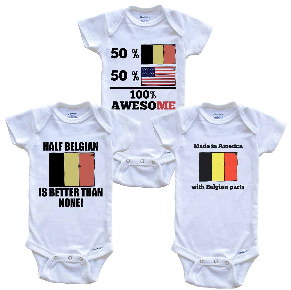 Belgian American Baby Bodysuit Bundle (3 Piece Set)