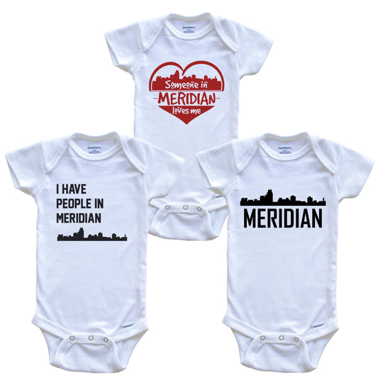 Meridian Mississippi Skyline Baby Bodysuit Bundle (3 Piece Set)