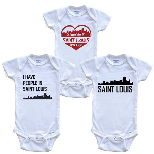 Saint Louis Missouri Skyline Baby Bodysuit Bundle (3 Piece Set)