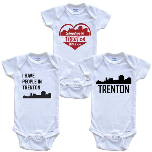 Trenton New Jersey Skyline Baby Bodysuit Bundle (3 Piece Set)