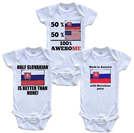 Slovakian American Baby Bodysuit Bundle (3 Piece Set)