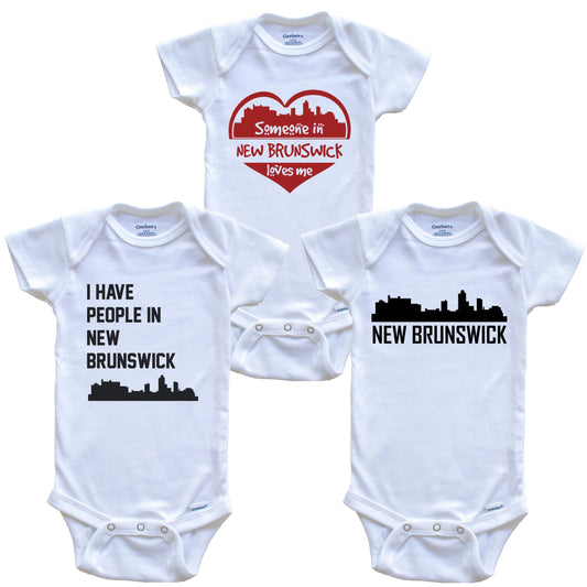 New Brunswick New Jersey Skyline Baby Bodysuit Bundle (3 Piece Set)