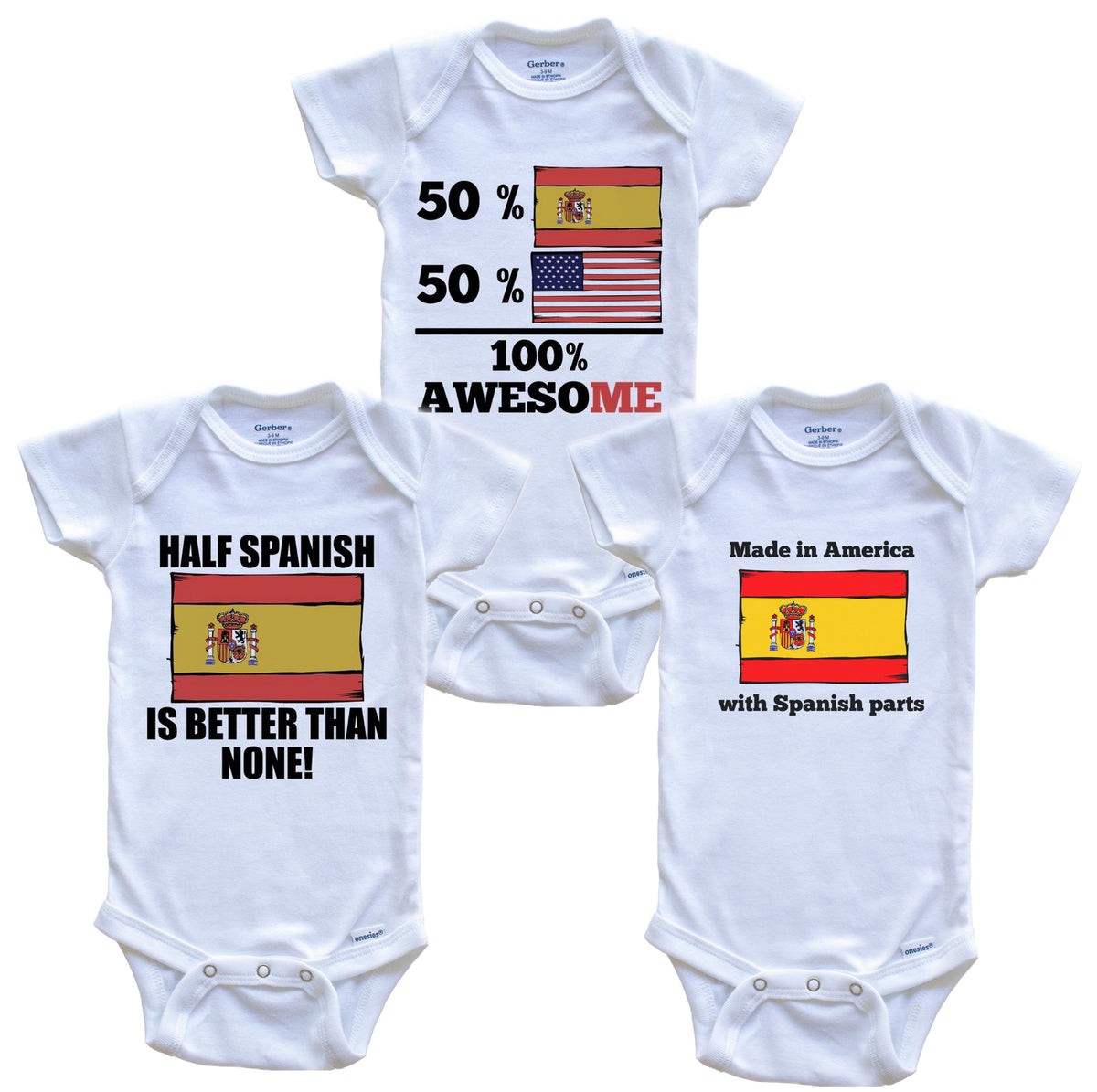 Spanish American Baby Bodysuit Bundle (3 Piece Set)