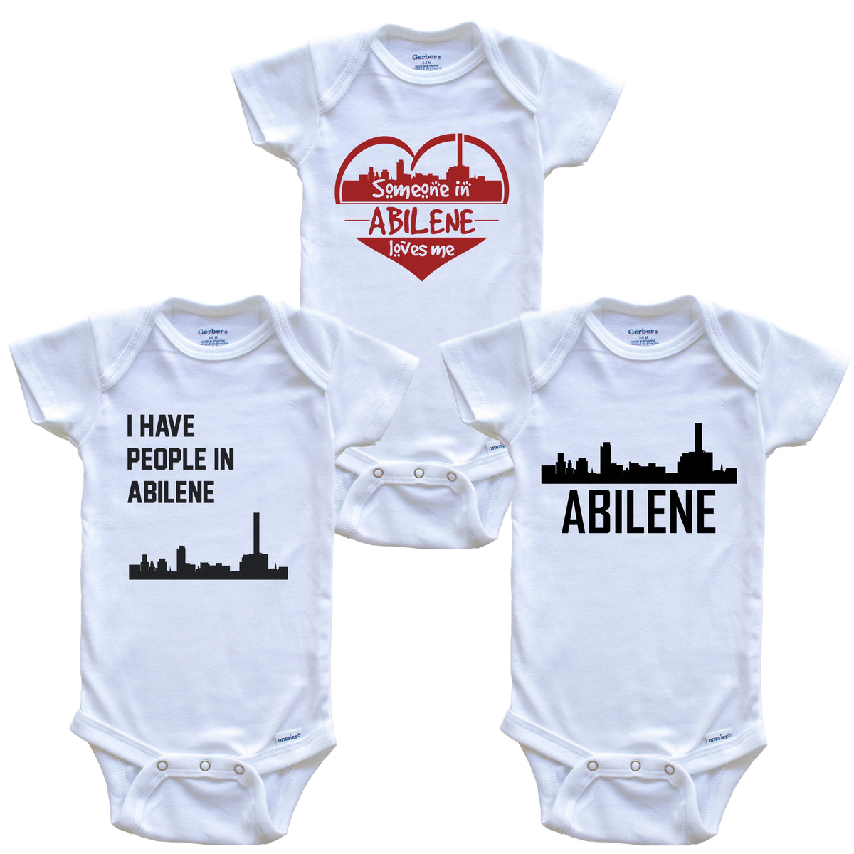 Abilene Texas Skyline Baby Bodysuit Bundle (3 Piece Set)