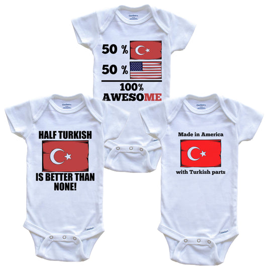 Turkish American Baby Bodysuit Bundle (3 Piece Set)