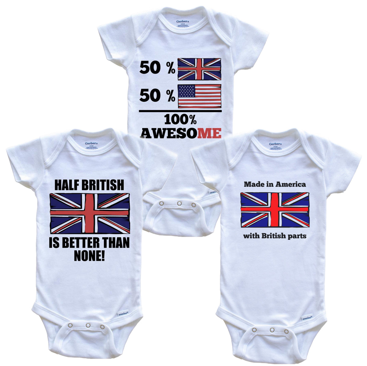 British American Baby Bodysuit Bundle (3 Piece Set)