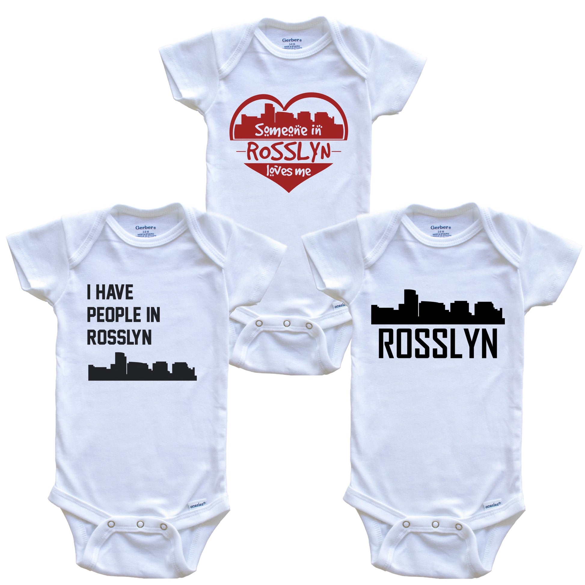 Rosslyn Virginia Skyline Baby Bodysuit Bundle (3 Piece Set)