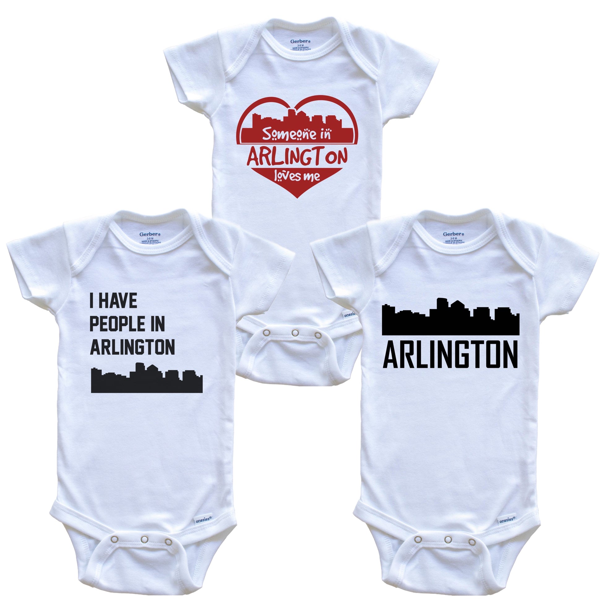 Arlington Virginia Skyline Baby Bodysuit Bundle (3 Piece Set)