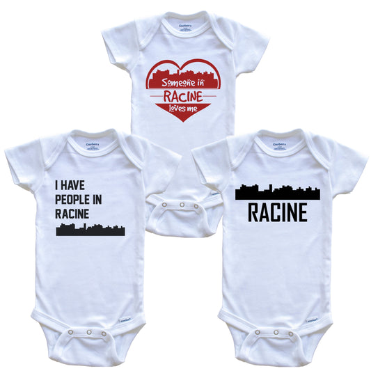 Racine Wisconsin Skyline Baby Bodysuit Bundle (3 Piece Set)