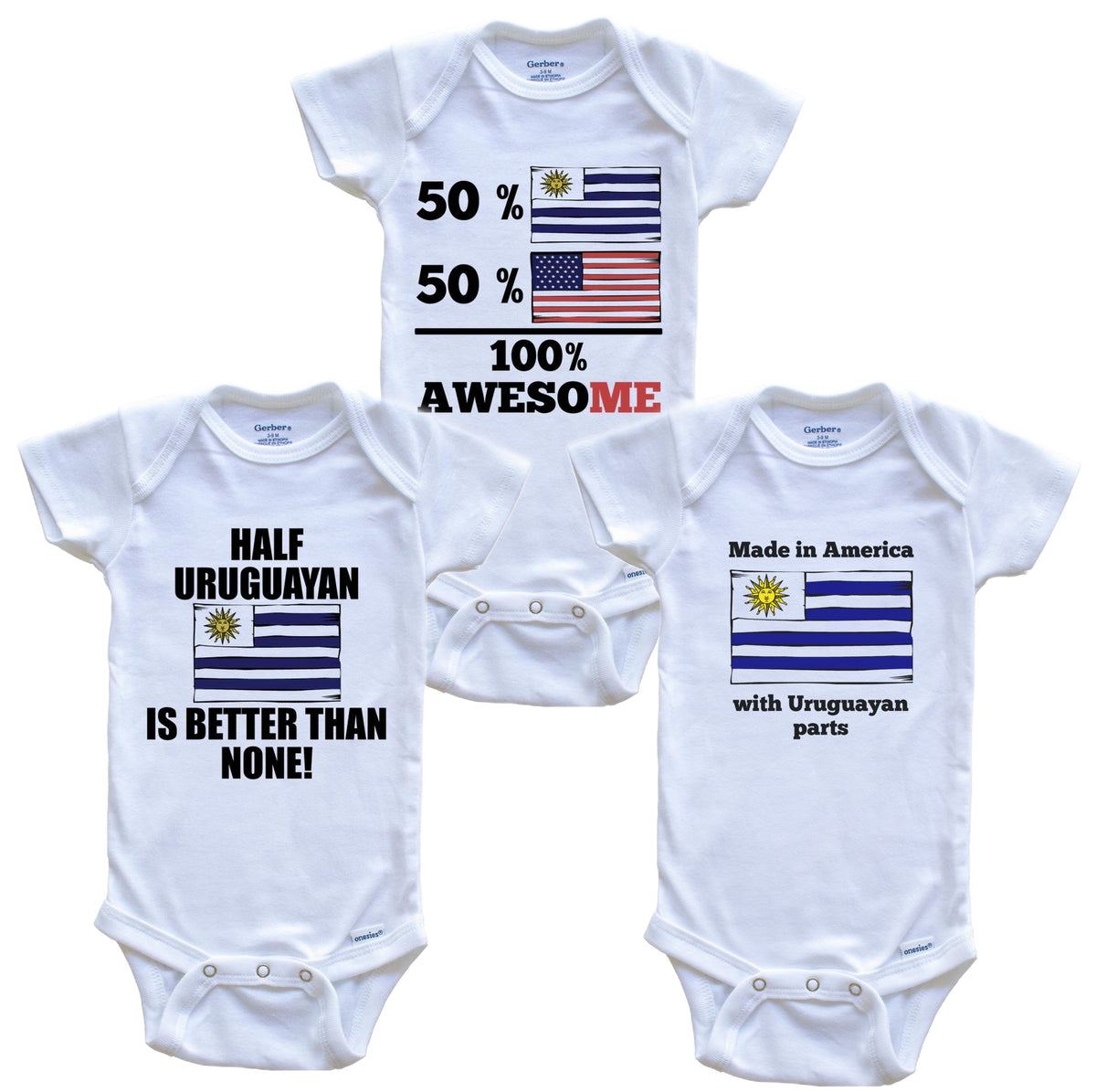 Uruguayan American Baby Bodysuit Bundle (3 Piece Set)