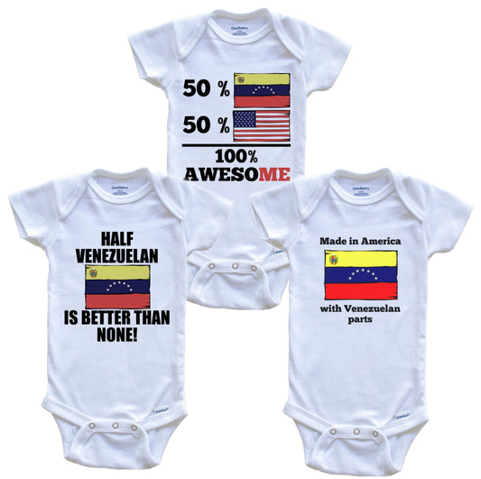 Venezuelan American Baby Bodysuit Bundle (3 Piece Set)