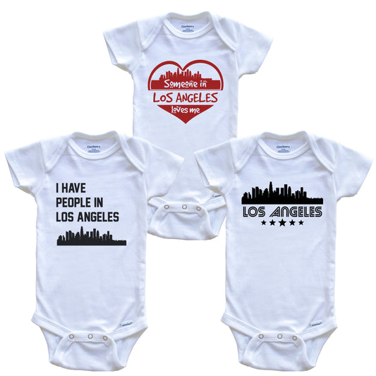 Los Angeles California Skyline Baby Bodysuit Bundle (3 Piece Set)