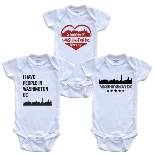 Washington DC Skyline Baby Bodysuit Bundle (3 Piece Set)