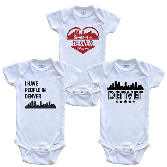 Denver Colorado Skyline Baby Bodysuit Bundle (3 Piece Set)