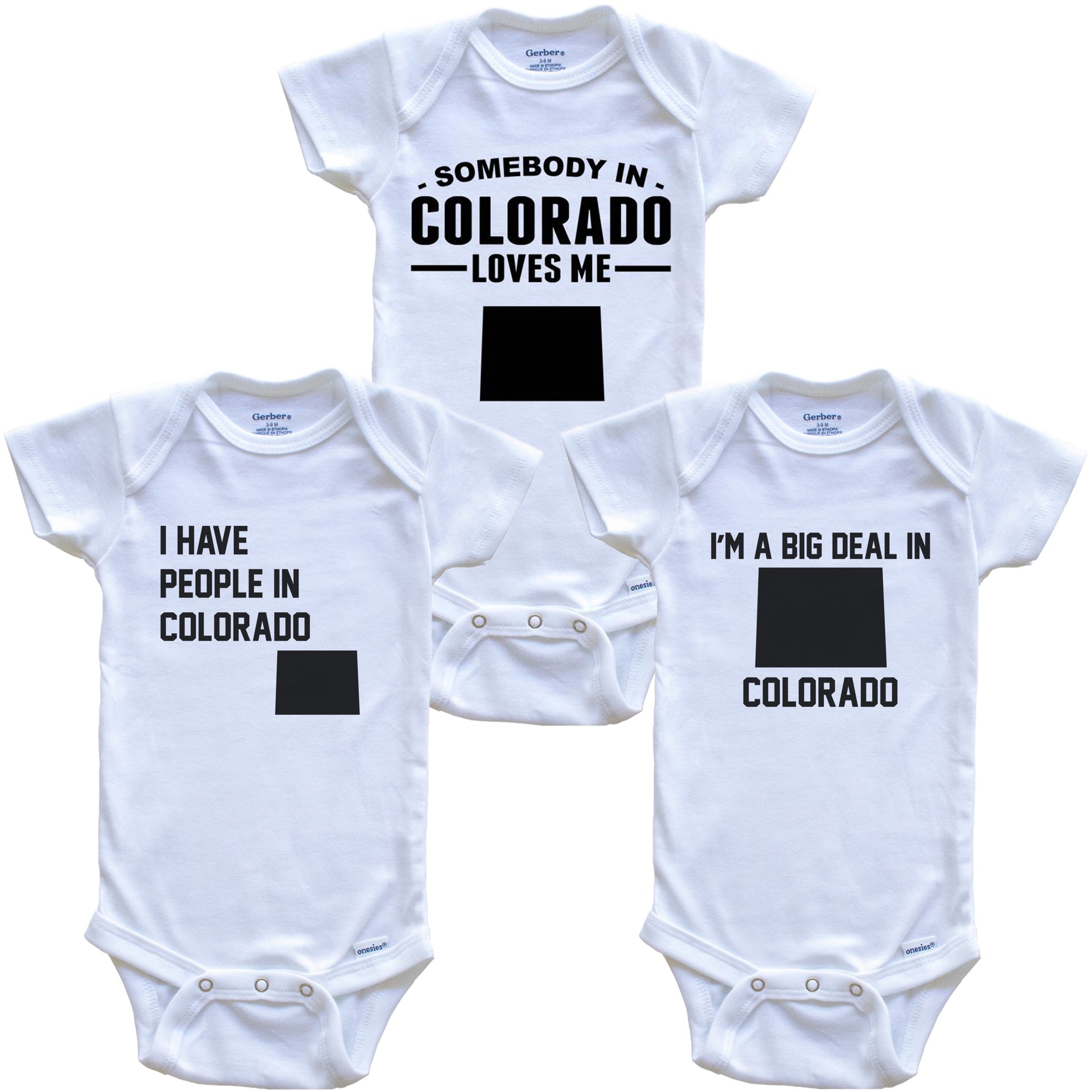 Somebody in Colorado Loves Me Baby Bodysuit Bundle (3 Piece Gift Set)