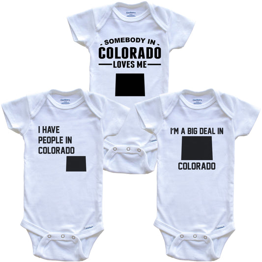 Somebody in Colorado Loves Me Baby Bodysuit Bundle (3 Piece Gift Set)