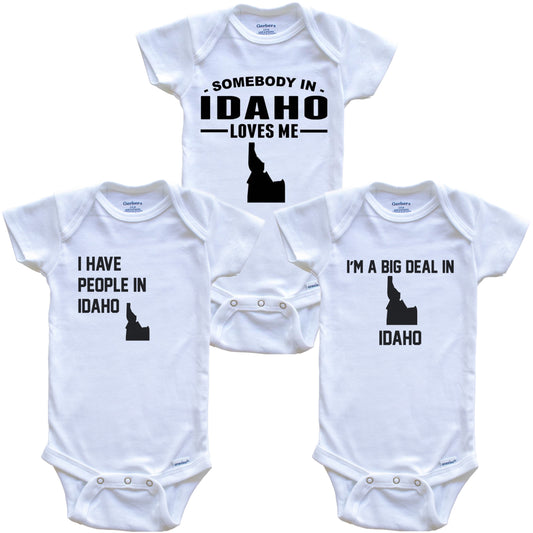 Somebody in Idaho Loves Me Baby Bodysuit Bundle (3 Piece Gift Set)