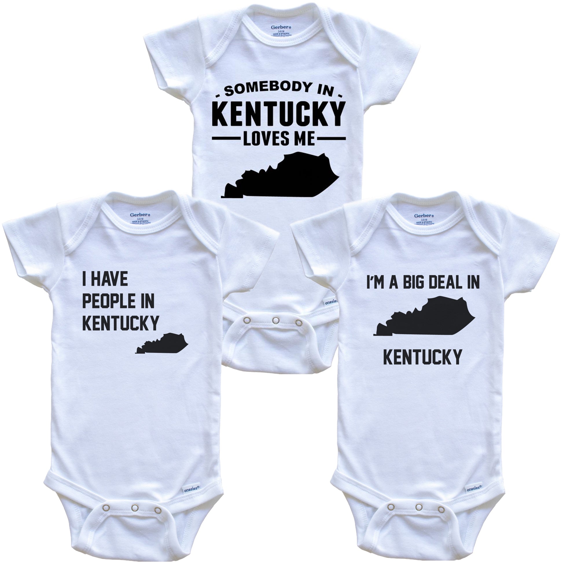 Somebody in Kentucky Loves Me Baby Bodysuit Bundle (3 Piece Gift Set)