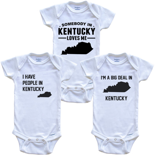 Somebody in Kentucky Loves Me Baby Bodysuit Bundle (3 Piece Gift Set)