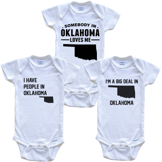 Somebody in Oklahoma Loves Me Baby Bodysuit Bundle (3 Piece Gift Set)