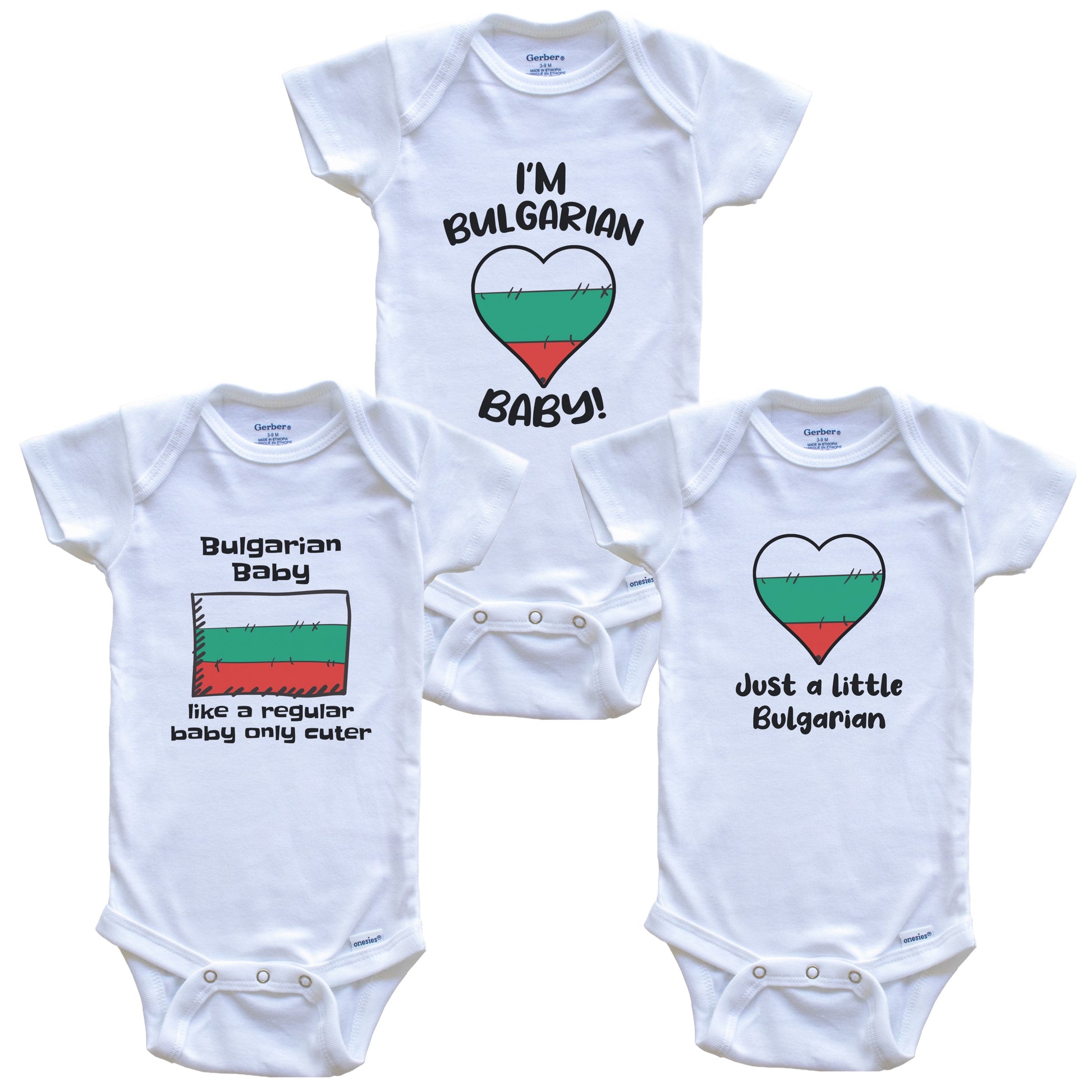 Bulgarian Baby Bodysuits Funny Bulgaria Flag 3 Piece Gift Set
