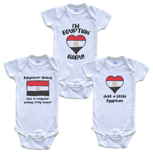 Egyptian Baby Bodysuits Funny Egypt Flag 3 Piece Gift Set