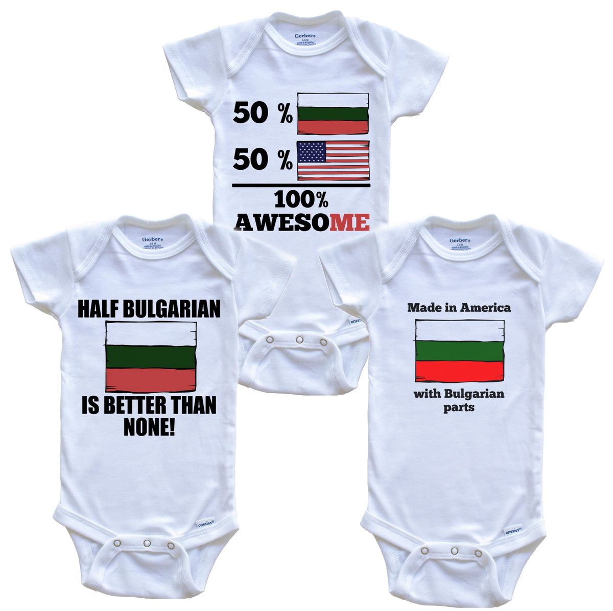 Bulgarian American Baby Bodysuit Bundle (3 Piece Set)
