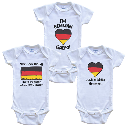 German Baby Bodysuits Funny Germany Flag 3 Piece Gift Set